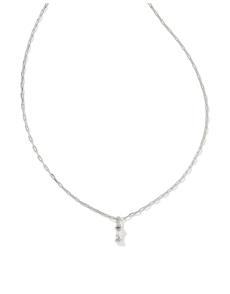 KENDRA SCOTT DESIGN Phoebe Silver Short Pendant Necklace in White Crystal