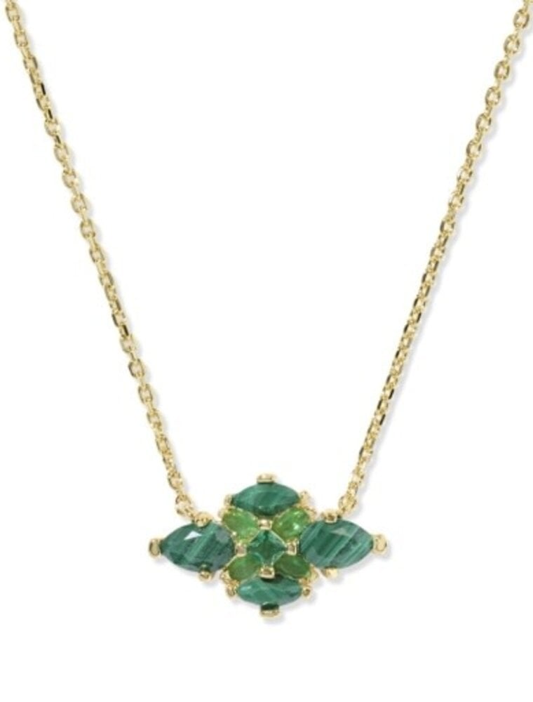 KENDRA SCOTT DESIGN Abbie Crystal Short Pendant Necklace in Gold/Green Mix