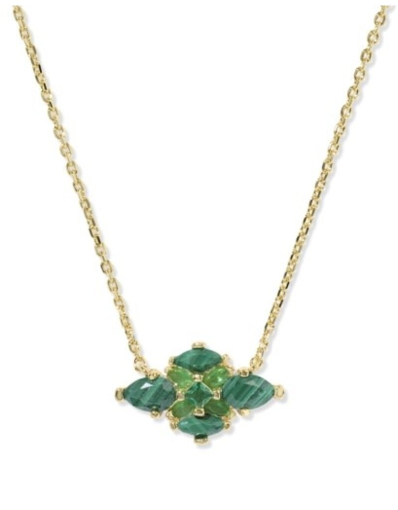 KENDRA SCOTT DESIGN Abbie Crystal Short Pendant Necklace in Gold/Green Mix