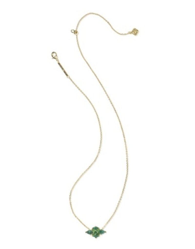 KENDRA SCOTT DESIGN Abbie Crystal Short Pendant Necklace in Gold/Green Mix