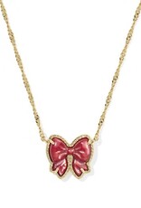 KENDRA SCOTT DESIGN Haley Bow Gold Short Pendant Necklace in Scarlet Red Mother-of-Pearl