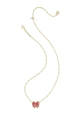 KENDRA SCOTT DESIGN Haley Bow Gold Short Pendant Necklace in Scarlet Red Mother-of-Pearl