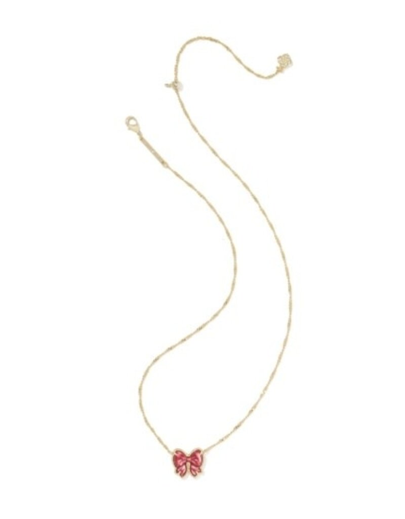 KENDRA SCOTT DESIGN Haley Bow Gold Short Pendant Necklace in Scarlet Red Mother-of-Pearl