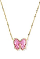 KENDRA SCOTT DESIGN Haley Bow Gold Short Pendant Necklace in Rose Violet Mother-of-Pearl