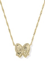 KENDRA SCOTT DESIGN Haley Bow Gold Short Pendant Necklace in Rose Violet Mother-of-Pearl