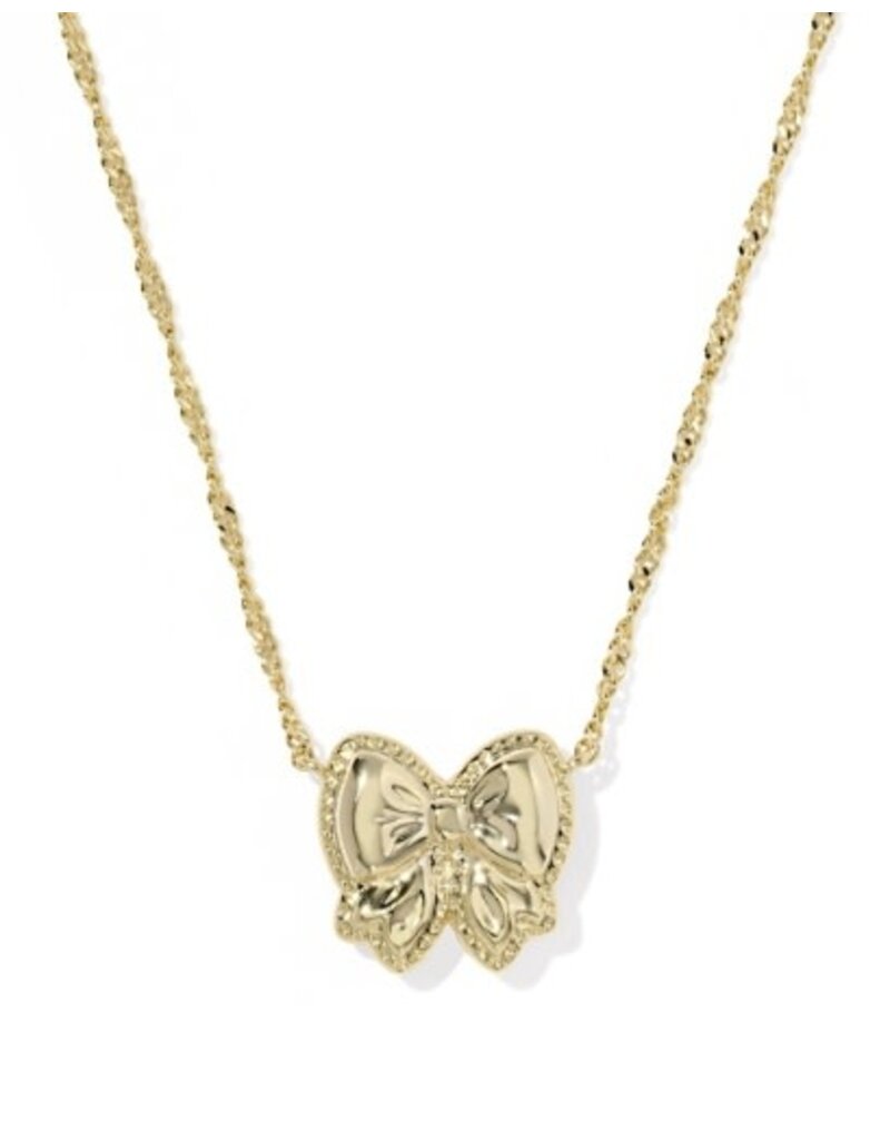 KENDRA SCOTT DESIGN Haley Bow Gold Short Pendant Necklace in Rose Violet Mother-of-Pearl