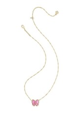 KENDRA SCOTT DESIGN Haley Bow Gold Short Pendant Necklace in Rose Violet Mother-of-Pearl