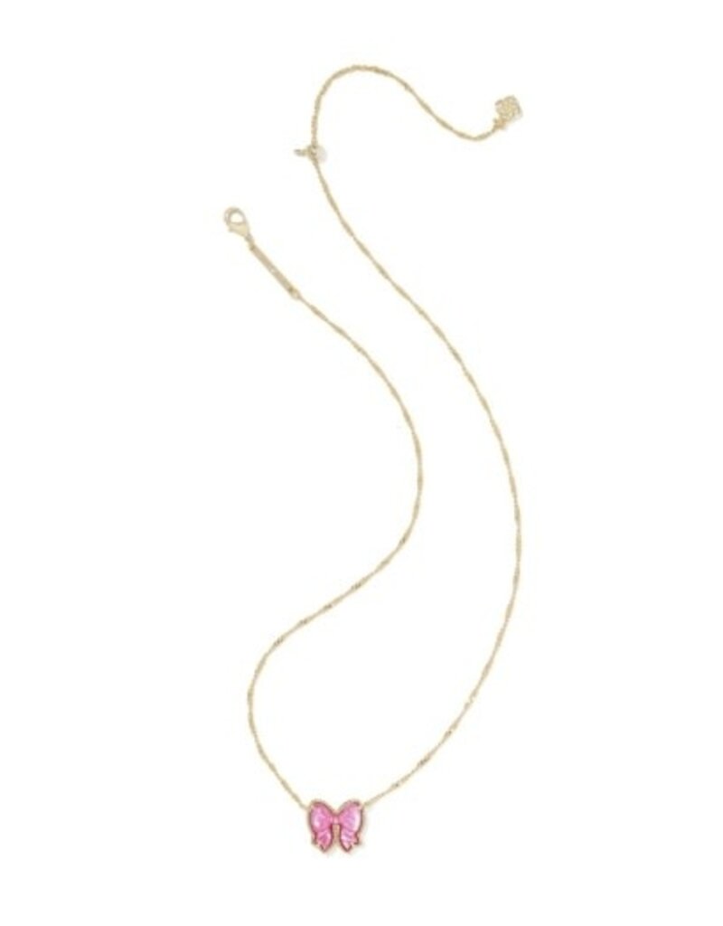 KENDRA SCOTT DESIGN Haley Bow Gold Short Pendant Necklace in Rose Violet Mother-of-Pearl