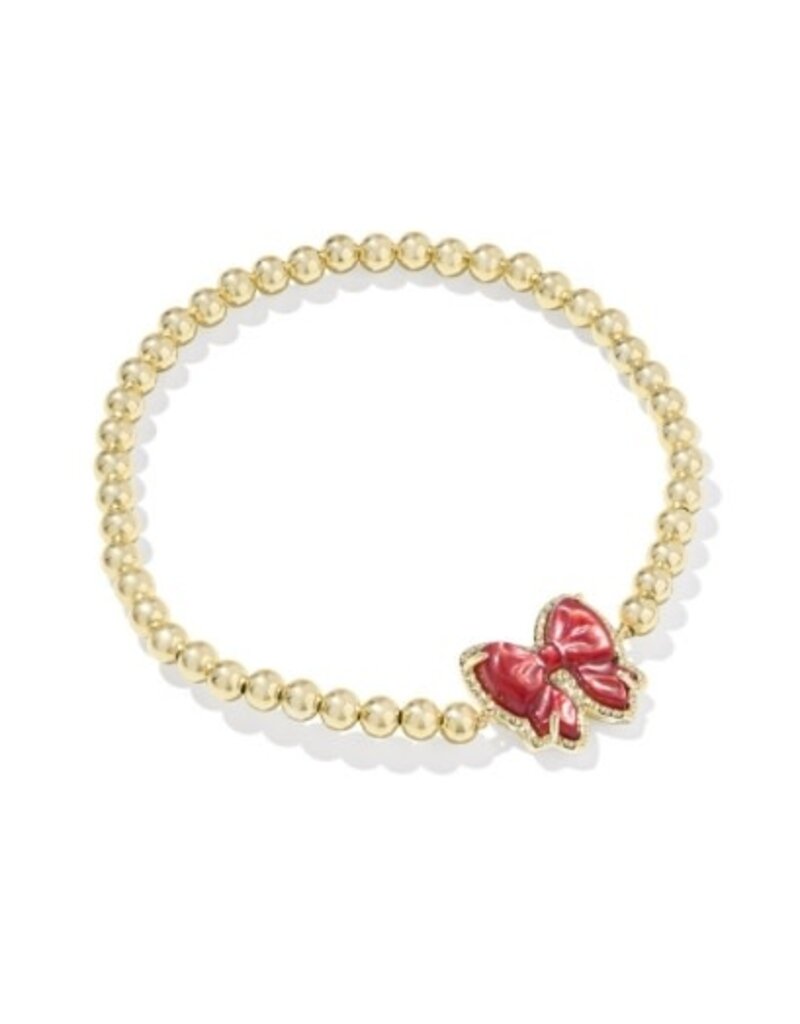 KENDRA SCOTT DESIGN Haley Bow Gold Stretch Bracelet  in Scarlet Red Mother-of-Pearl