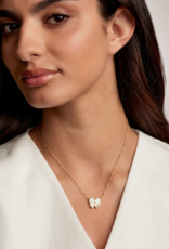 KENDRA SCOTT DESIGN Haley Bow Gold Short Pendant Necklace in Ivory Mother-of-Pearl