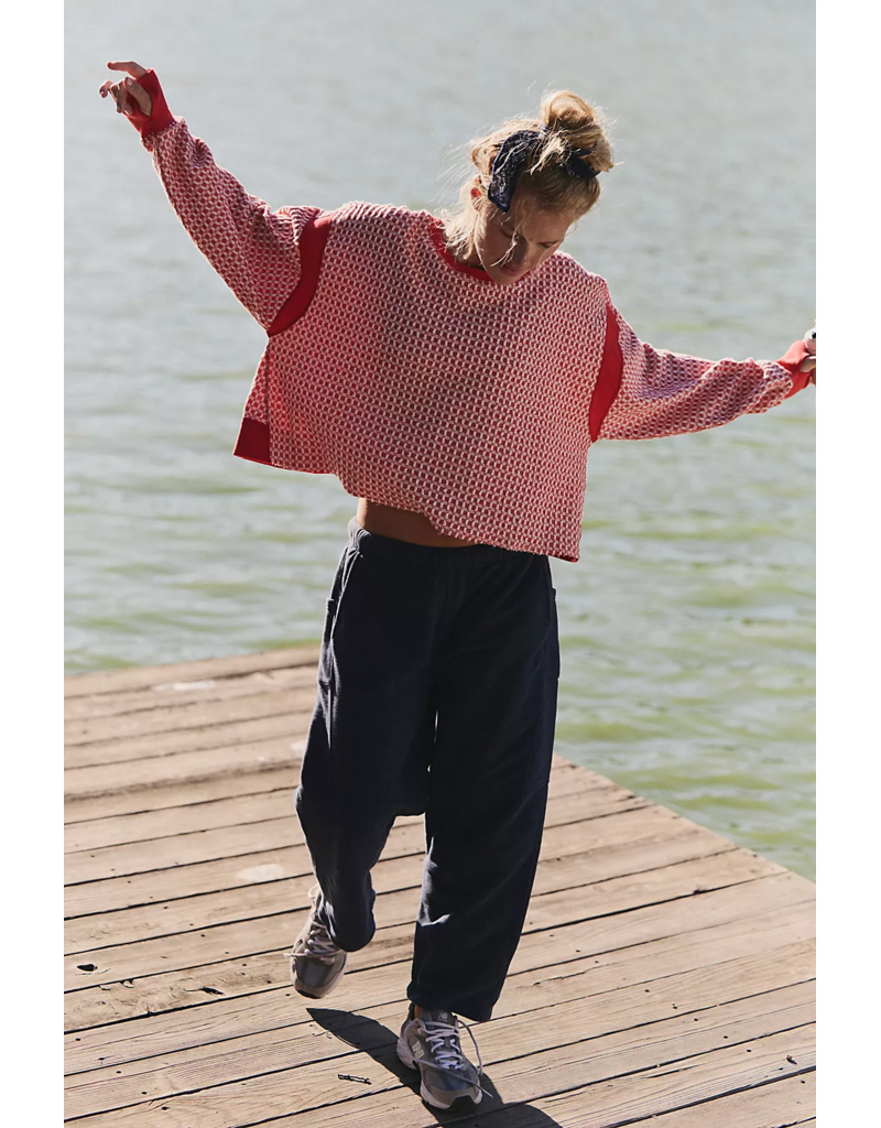 FREE PEOPLE MOVEMENT My Time Textured Layer in Victory Red