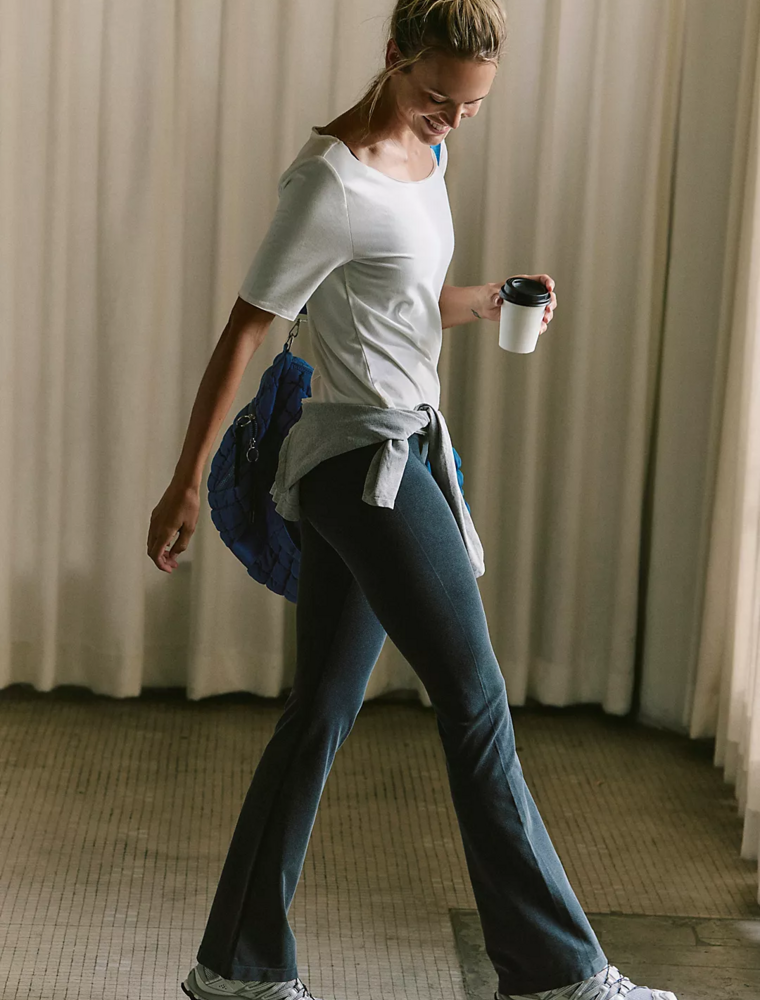 FREE PEOPLE MOVEMENT Go To Smooth Flare Pants in Washed Black