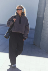 FREE PEOPLE MOVEMENT Mountain High 1/2 Zip Fleece in Gunmetal Combo