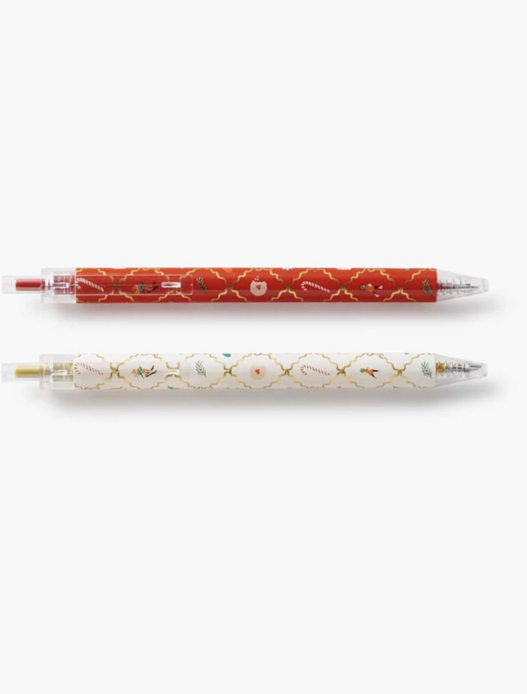 RIFLE PAPER COMPANY Gel Pen (Set of 2) in Holiday Argyle