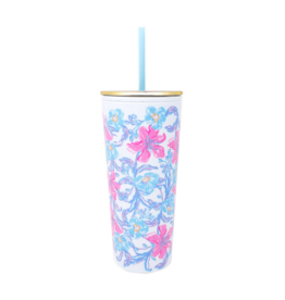 LILLY PULITZER 24oz Tumbler with Straw in Beachside Haven