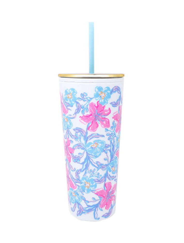 LILLY PULITZER 24oz Tumbler with Straw in Beachside Haven