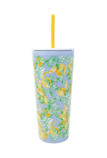 LILLY PULITZER 24oz Tumbler with Straw in Make Lemonade