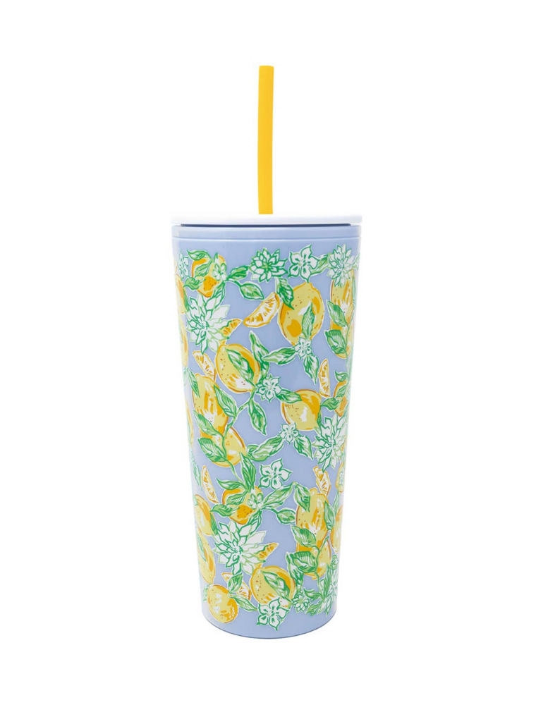 LILLY PULITZER 24oz Tumbler with Straw in Make Lemonade