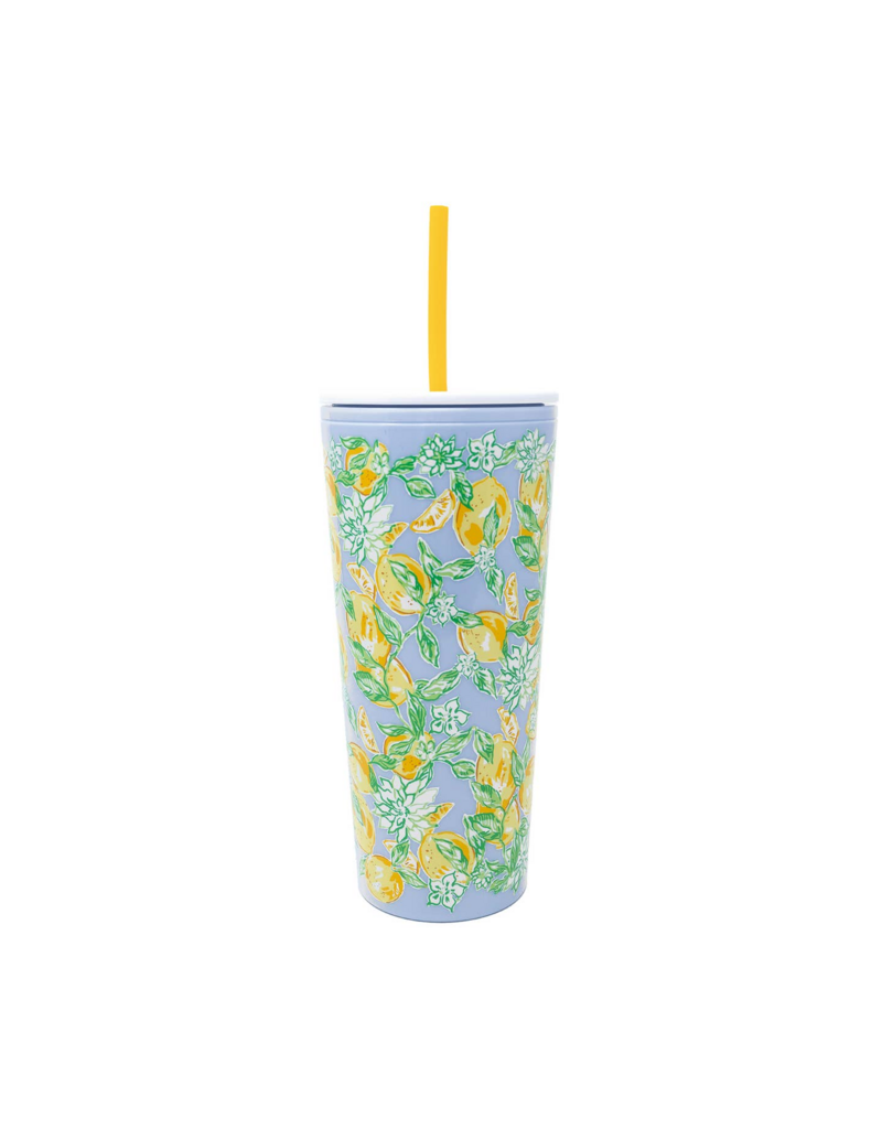 LILLY PULITZER 24oz Tumbler with Straw in Make Lemonade