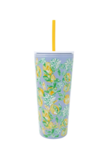LILLY PULITZER 24oz Tumbler with Straw in Make Lemonade
