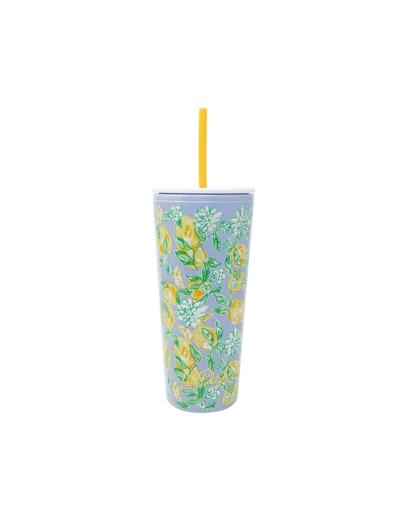 LILLY PULITZER 24oz Tumbler with Straw in Make Lemonade