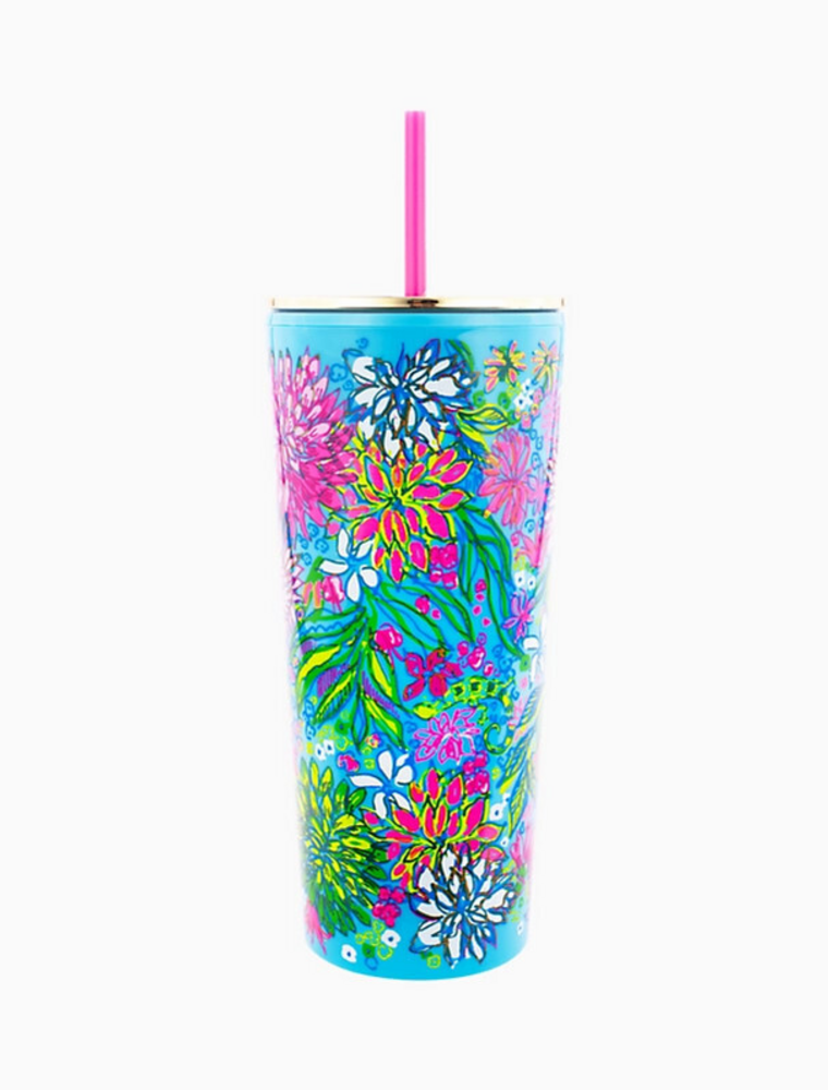 LILLY PULITZER 24oz Tumbler with Straw in Walking on Sunshine
