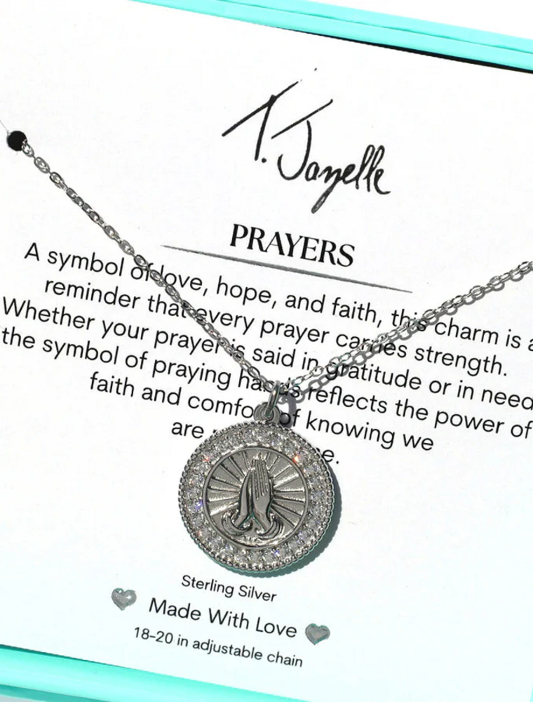 TJAZELLE Prayers Charm Necklace in Silver
