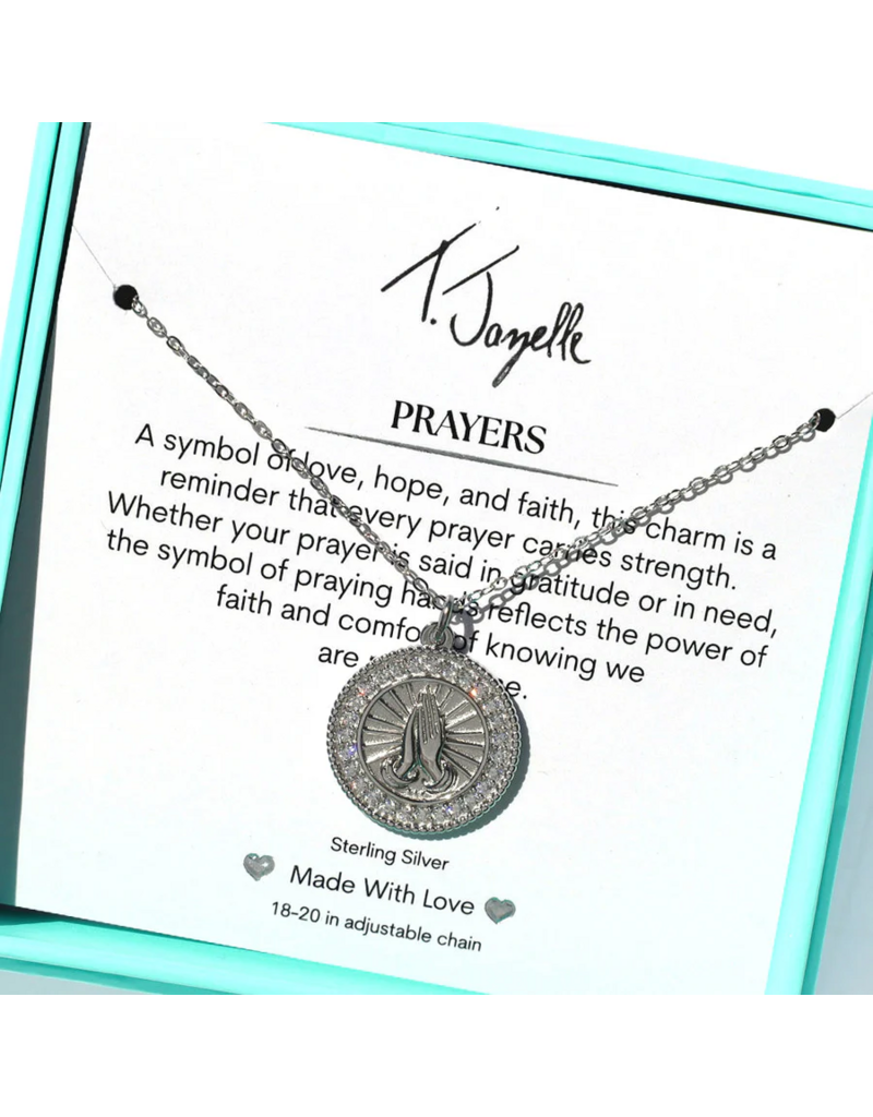 TJAZELLE Prayers Charm Necklace in Silver
