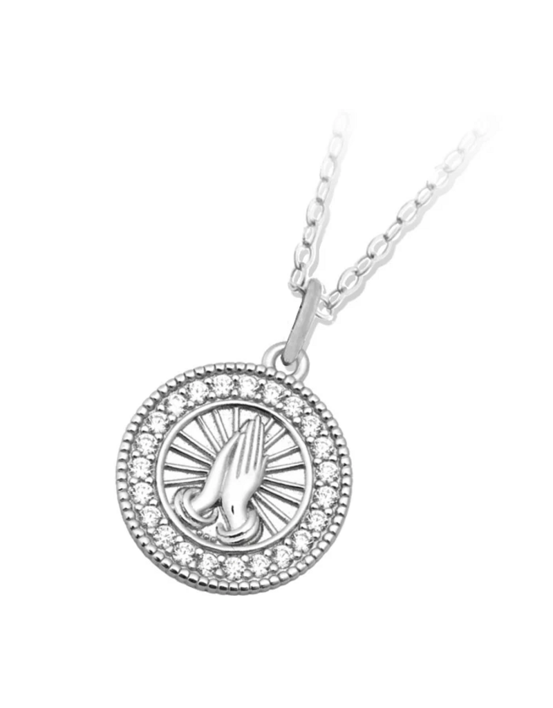 TJAZELLE Prayers Charm Necklace in Silver