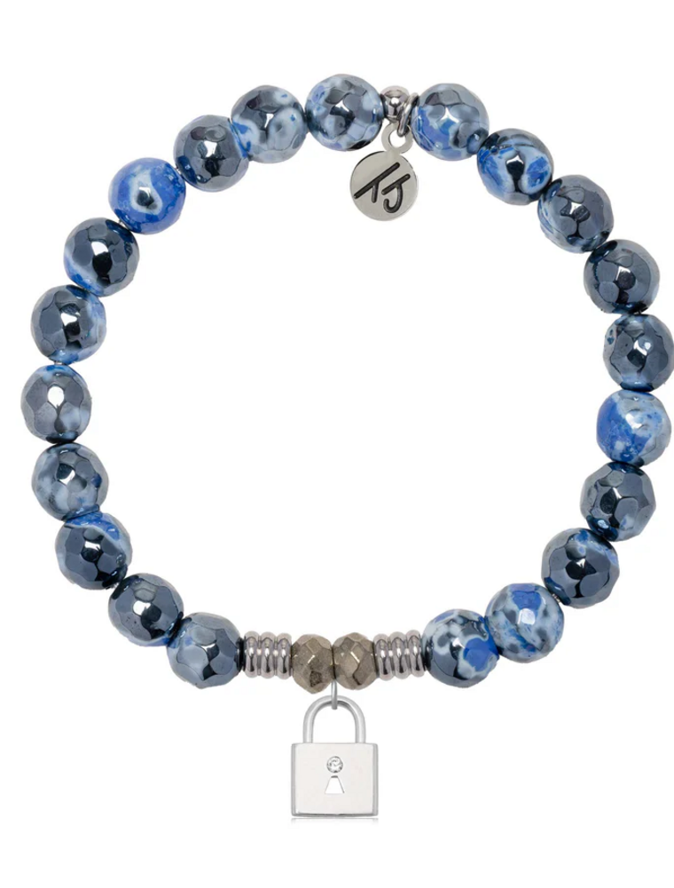 TJAZELLE Unbreakable Friendship Bracelet in Denim Blue Agate & Silver