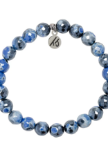TJAZELLE Stability Stacker Bracelet in Denim Blue Agate & Silver