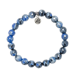 TJAZELLE Stability Stacker Bracelet in Denim Blue Agate & Silver