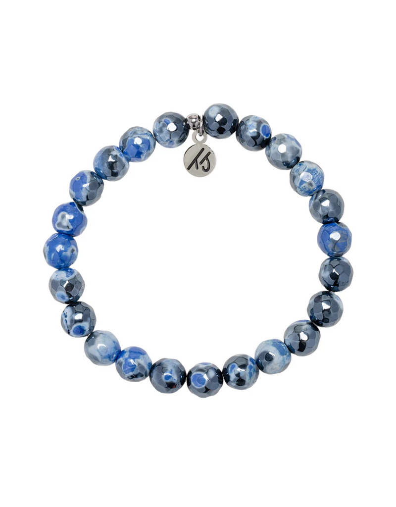 TJAZELLE Stability Stacker Bracelet in Denim Blue Agate & Silver