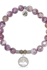 TJAZELLE Family Tree Bracelet in Lepidolite Quartz & Silver