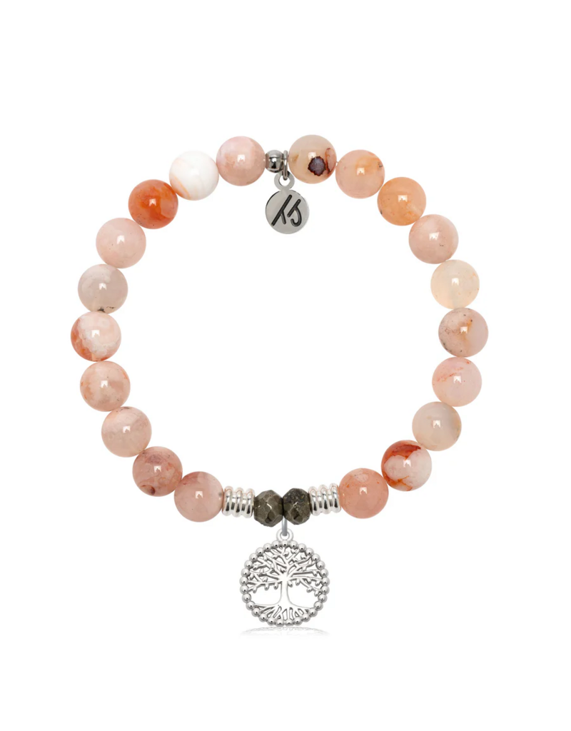 TJAZELLE Family Tree Bracelet in Sakura Agate & Silver