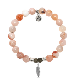 TJAZELLE Feather Bracelet in Sakura Agate & Silver