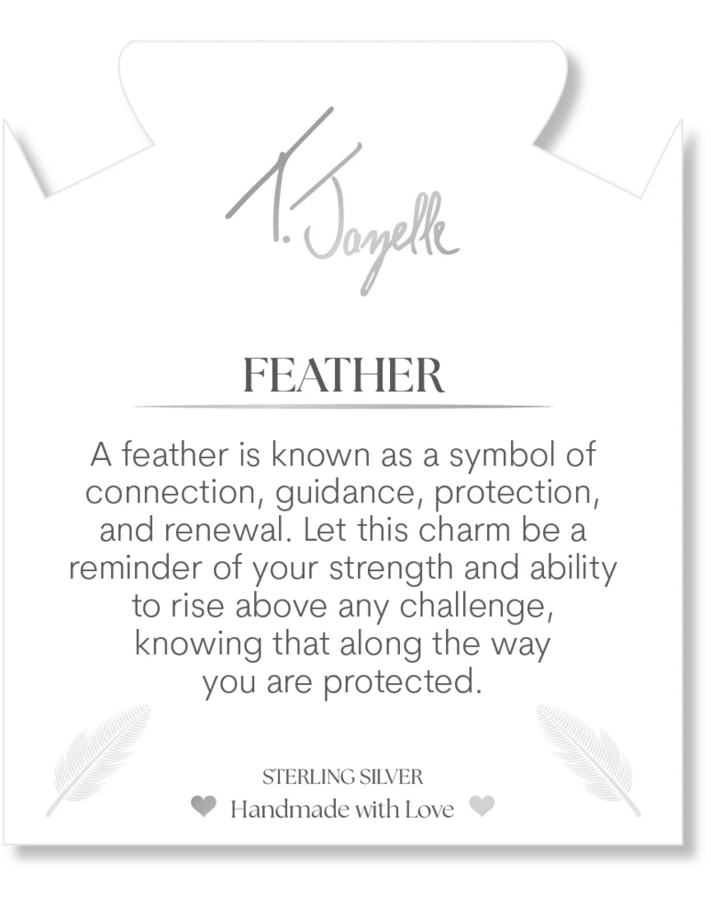 TJAZELLE Feather Bracelet in Sakura Agate & Silver