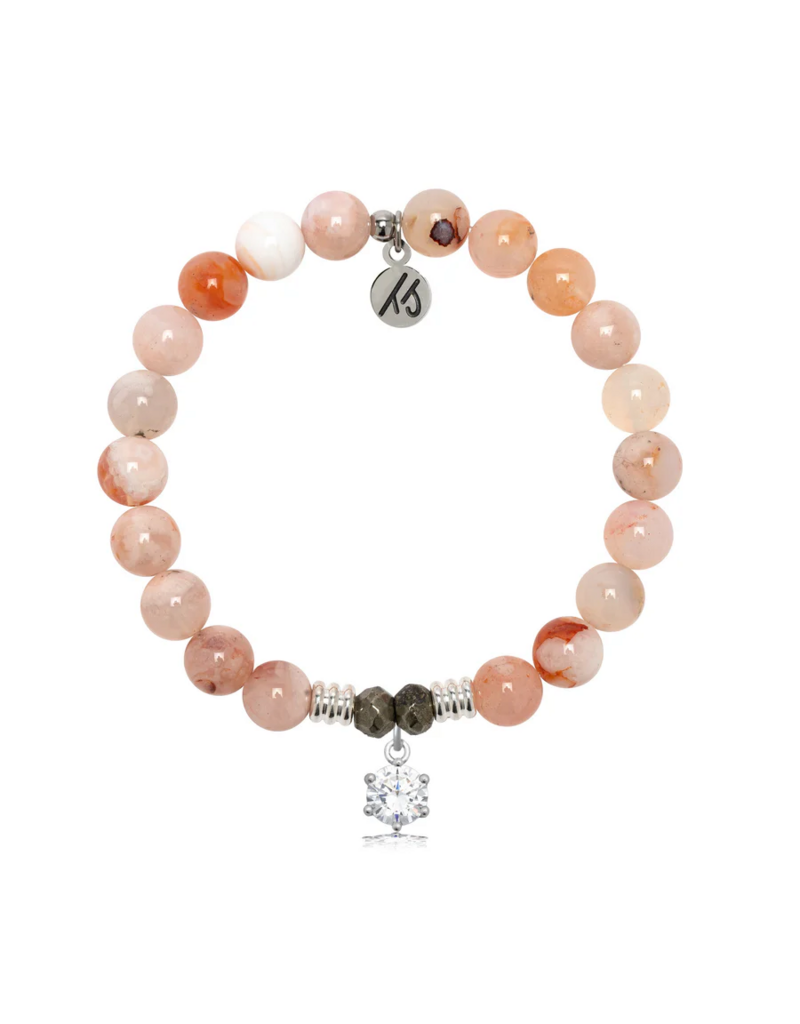 TJAZELLE Shine Like A Diamond Bracelet in Sakura Agate & Silver
