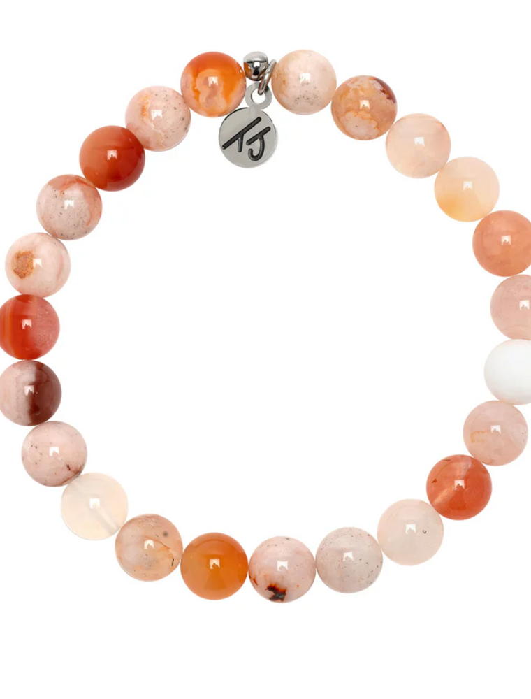 TJAZELLE Joy Stacker Bracelet in Sakura Agate & Silver