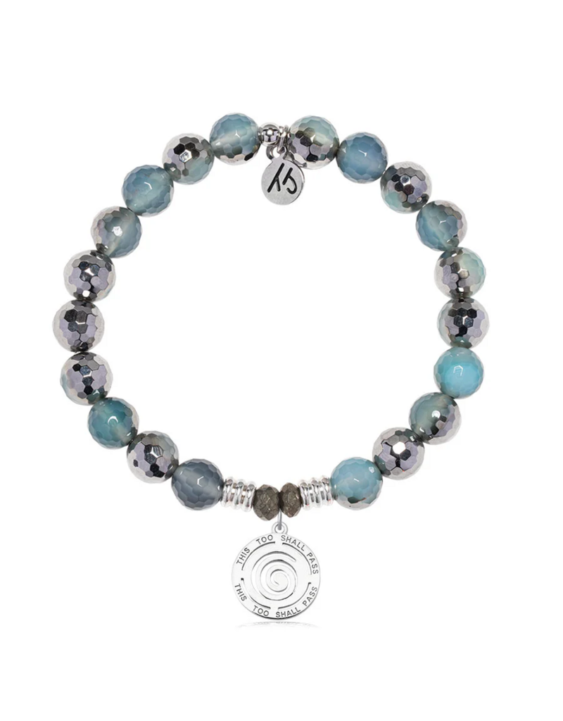 TJAZELLE This Too Shall Pass Bracelet in Blue Silver Agate & Silver