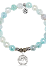 TJAZELLE Family Tree Bracelet in Aqua Agate & Silver
