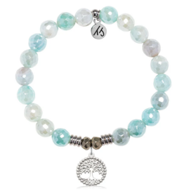 TJAZELLE Family Tree Bracelet in Aqua Agate & Silver