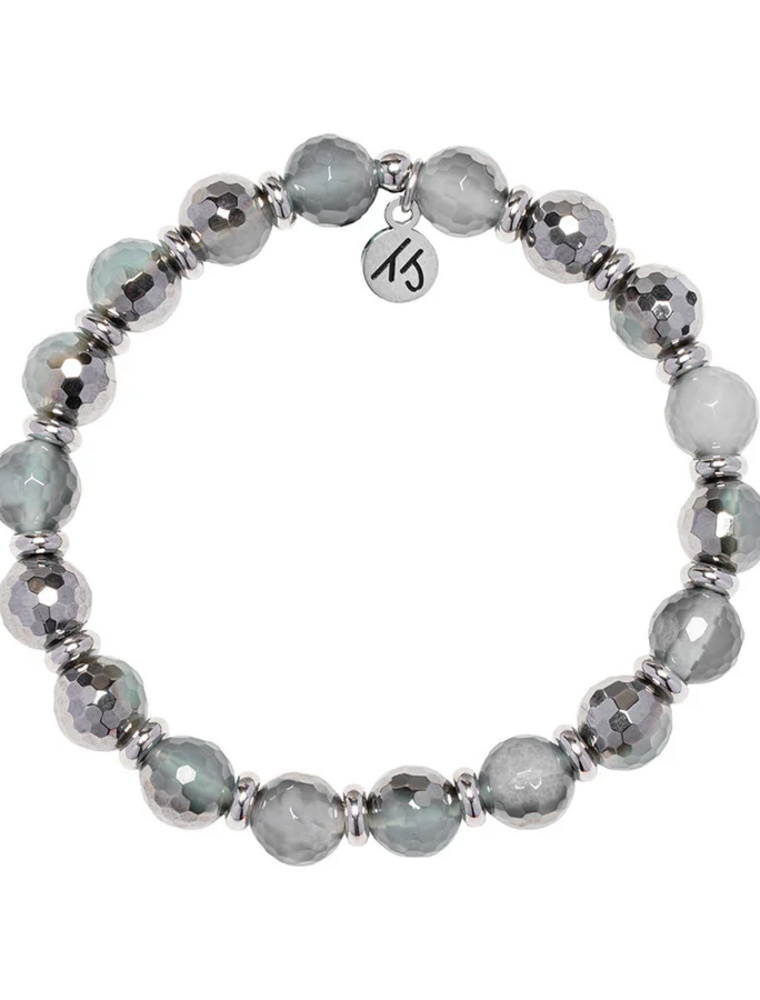 TJAZELLE Empowered Elegance Bracelet in Blue Silver Agate & Silver