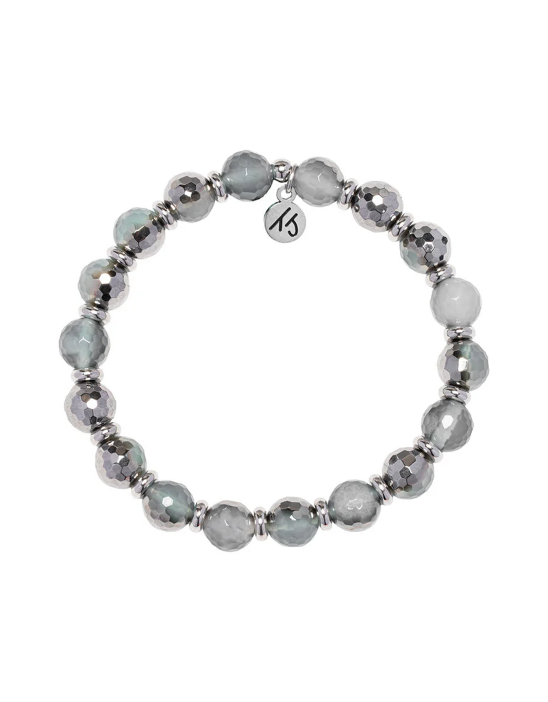 TJAZELLE Empowered Elegance Bracelet in Blue Silver Agate & Silver