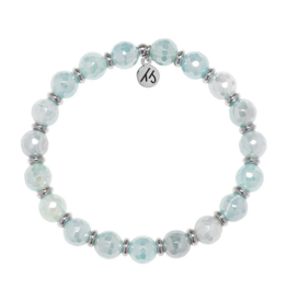 TJAZELLE Empowered Elegance Bracelet in Aqua Agate & Silver