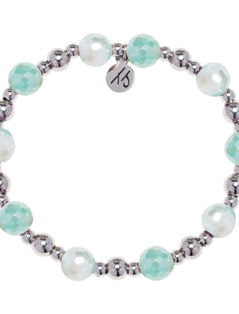 TJAZELLE Day By Day Bracelet in Aqua Agate & Silver