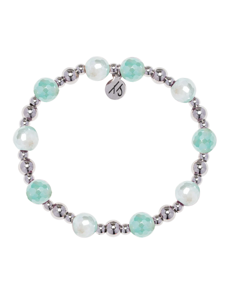 TJAZELLE Day By Day Bracelet in Aqua Agate & Silver
