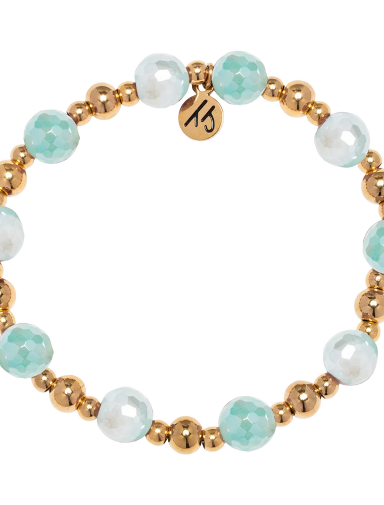 TJAZELLE Day By Day Bracelet in Aqua Agate & Gold