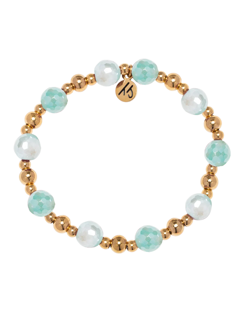 TJAZELLE Day By Day Bracelet in Aqua Agate & Gold