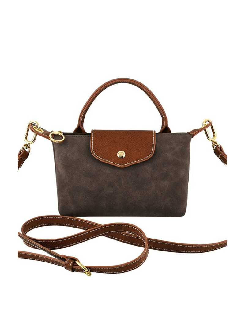 Suede Mini Crossbody Bag in Coffee